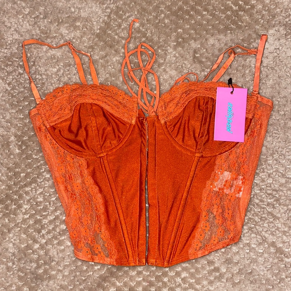 Edikted bright orange corset top